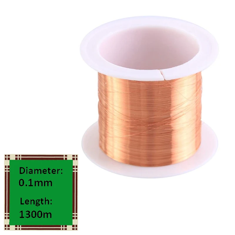 Alambre de cobre esmaltado de 100g, alambre de bobinado magnético de alta precisión de 0,1mm-1,5mm para transformadores, motores, relés, inductores (1300m-6m)