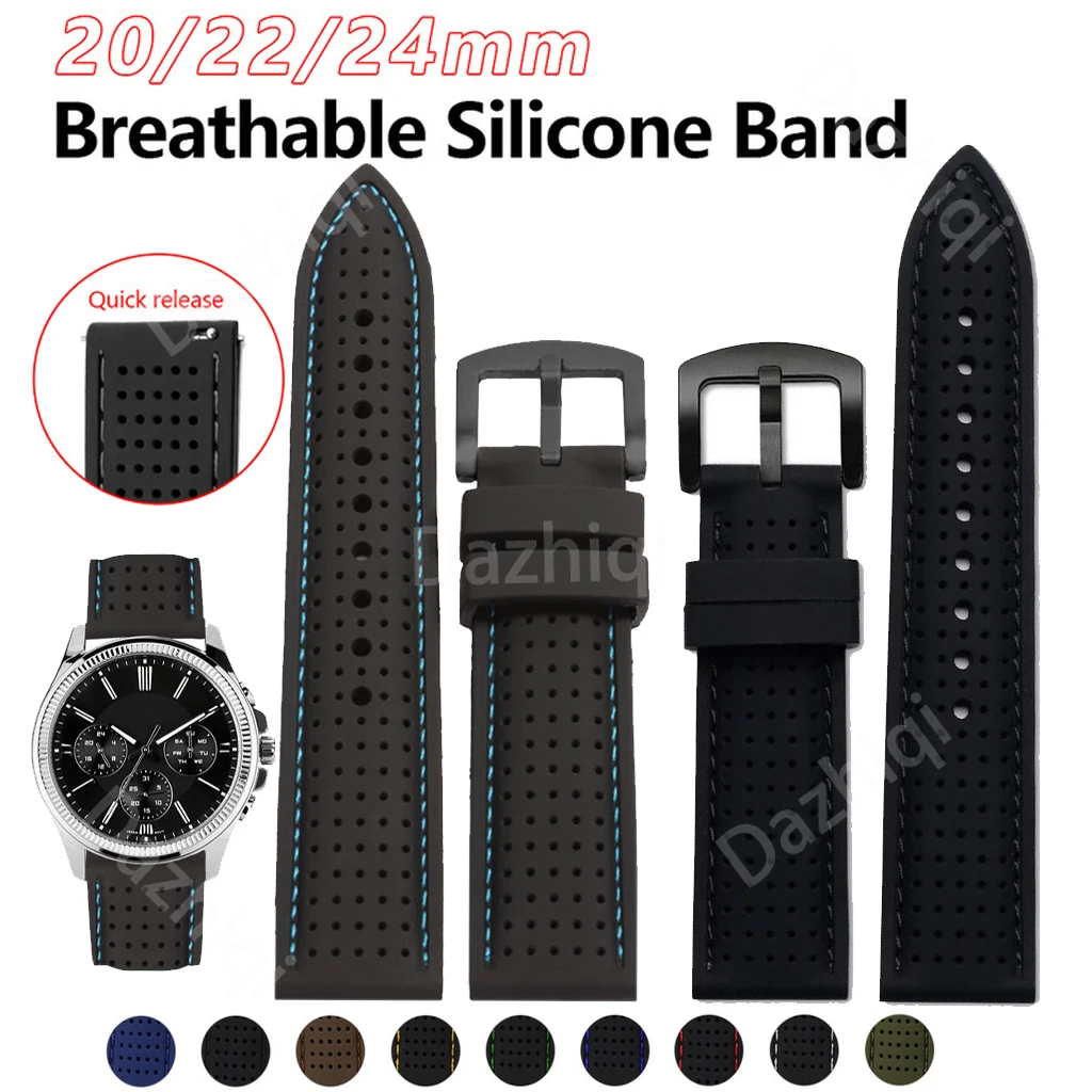 Breathable Soft Silicone Sports Watchband Strap - Universal Size Smartwatch Accessory