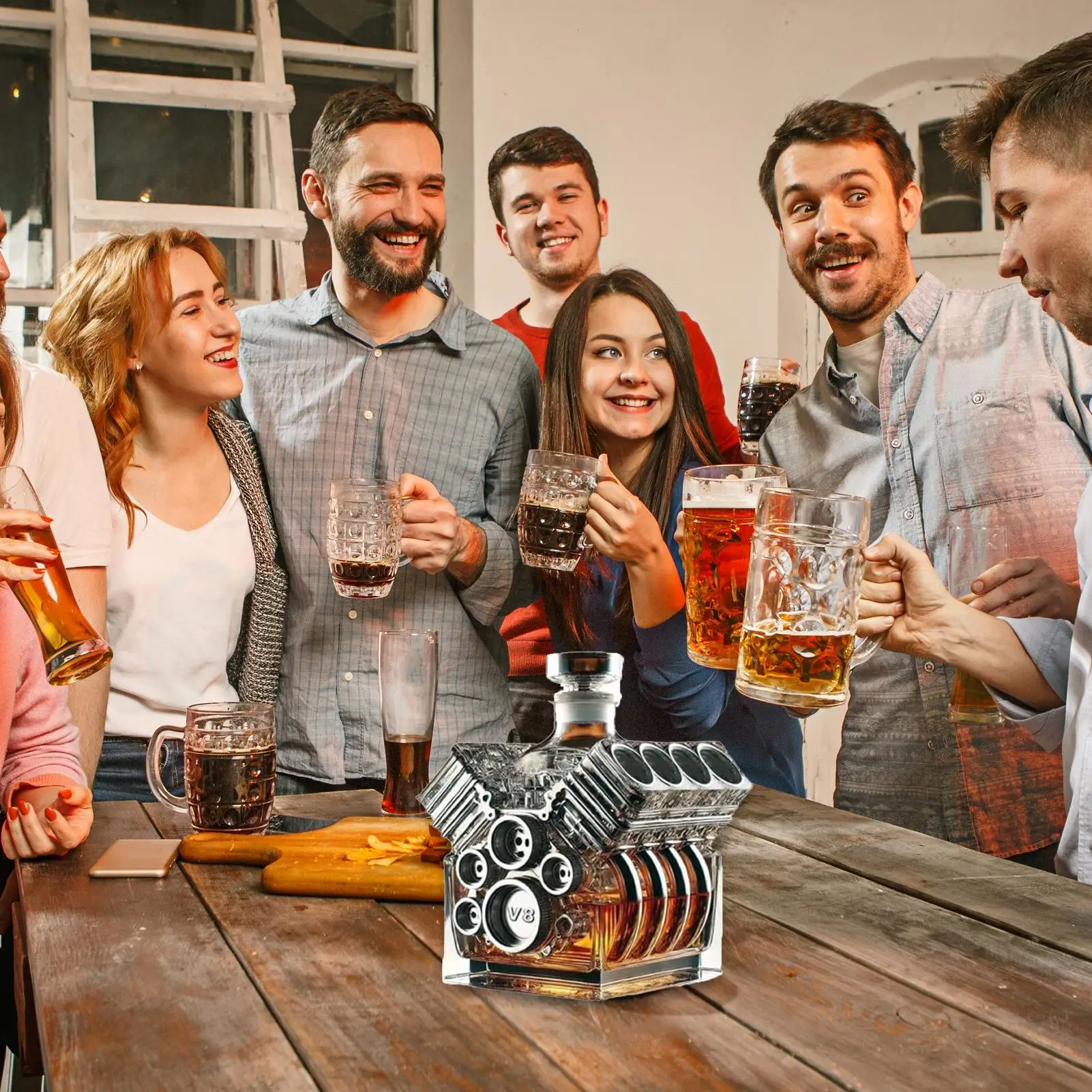 Decantador de whisky con forma de motores V8, decantador de Alcohol, botella, decoración de Bar para el hogar para el Dí