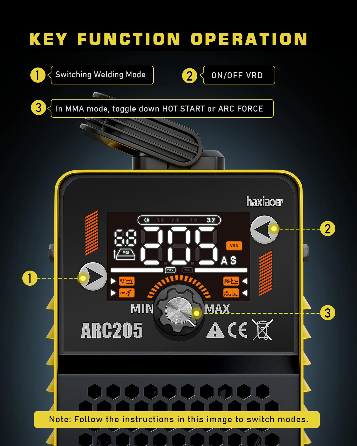 HAXIAOER ARC205 160A portable professional welding machine automatically matches electrode diameter and welding thickness ﻿ 3
