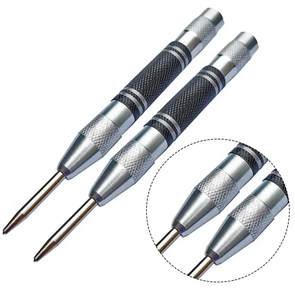 2PCS Automatic Center Punch HCS For Wood Metal Steel Aluminum Universal Adjustable Spring automatic center punch