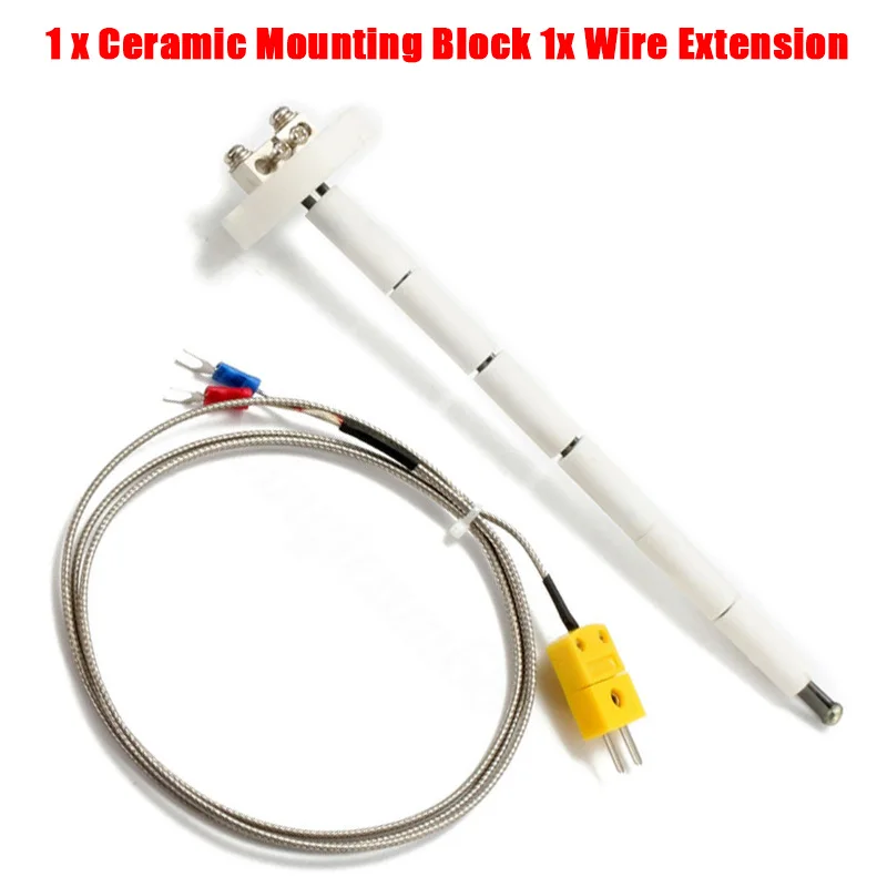 

K-Type Thermocouple Block Ceramic Kiln Probe 2372/1300 Degree F/C 11G Ceramic Mounting Block Wire Extension Thermocouple