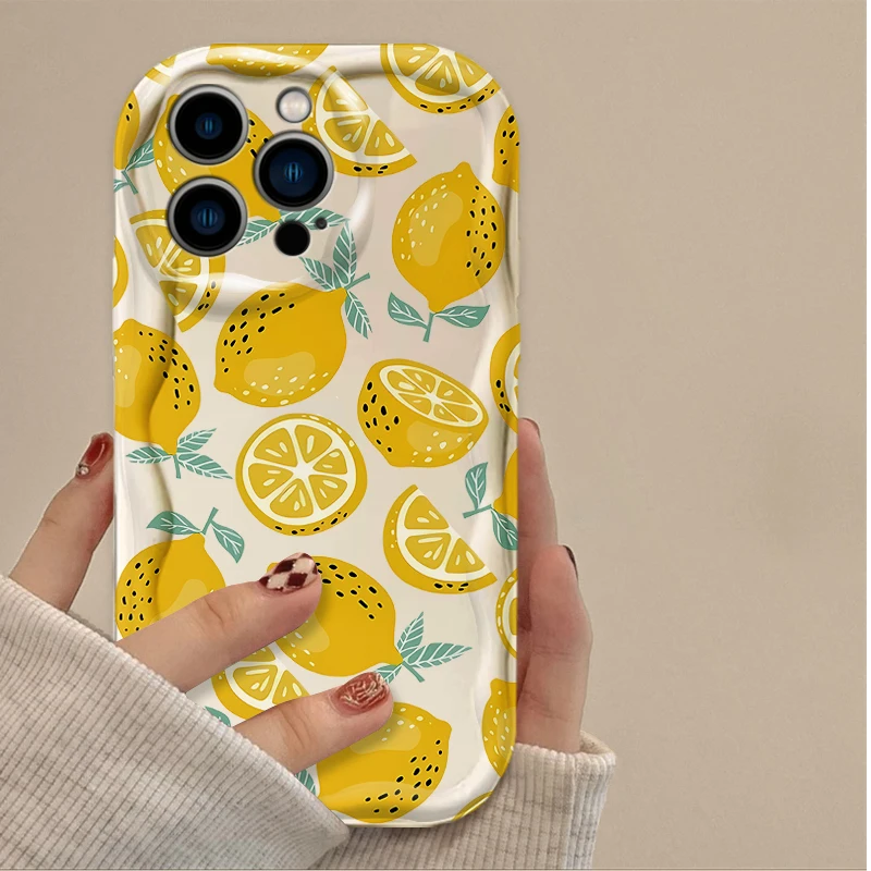 Summer Fruit Lemon Flower 3D Clear Silicone Phone Case Cover