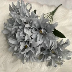 Vibrant Violet Dahlia Artificial Flower Bouquet for Weddings and Home Décor (Blue B)