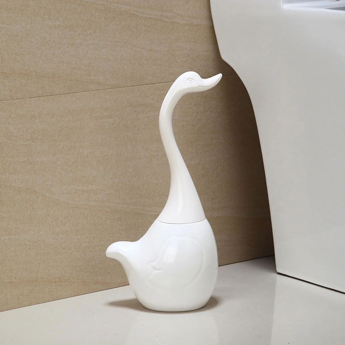 Toilet Cleaner Brush Toilet Brush Holder Modern Cartoon Swan Design Set Cleaning Bowl Kit Bathroom Home Hotel toilet brush replacement heads
