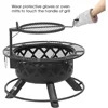 Wood Burning Fire Pit with Quick Removable Cooking Grill, Black, 32in 5