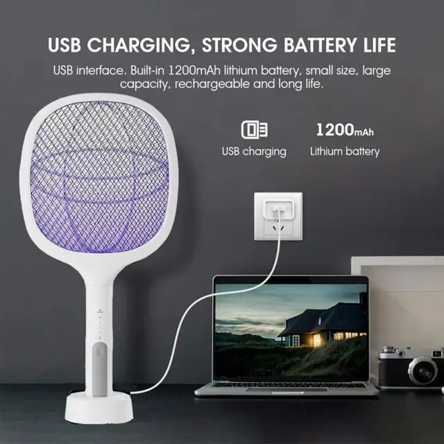Xiaomi Szúnyog Swatter 2 Az 1 -Ben Szúnyoggyilkos Uv -Lámpával Usb 1200Mah Újratölthető Légy Zapper Ütő Otthoni Alvási Eszköz - Image 5