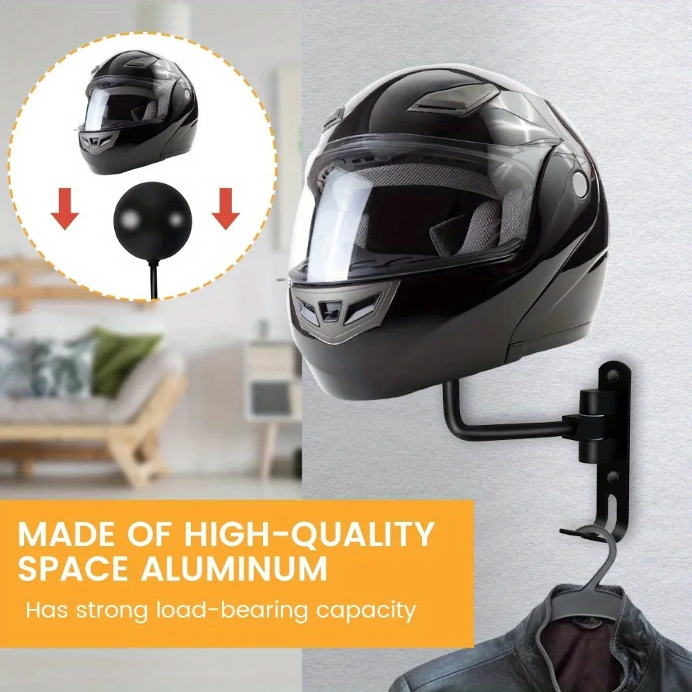 1PC Motorcycle Helmet Rack Wall Mount 180 Degree Rotation Metal Bike Helmet Holder Mount Bicycle Display Hanger Stand