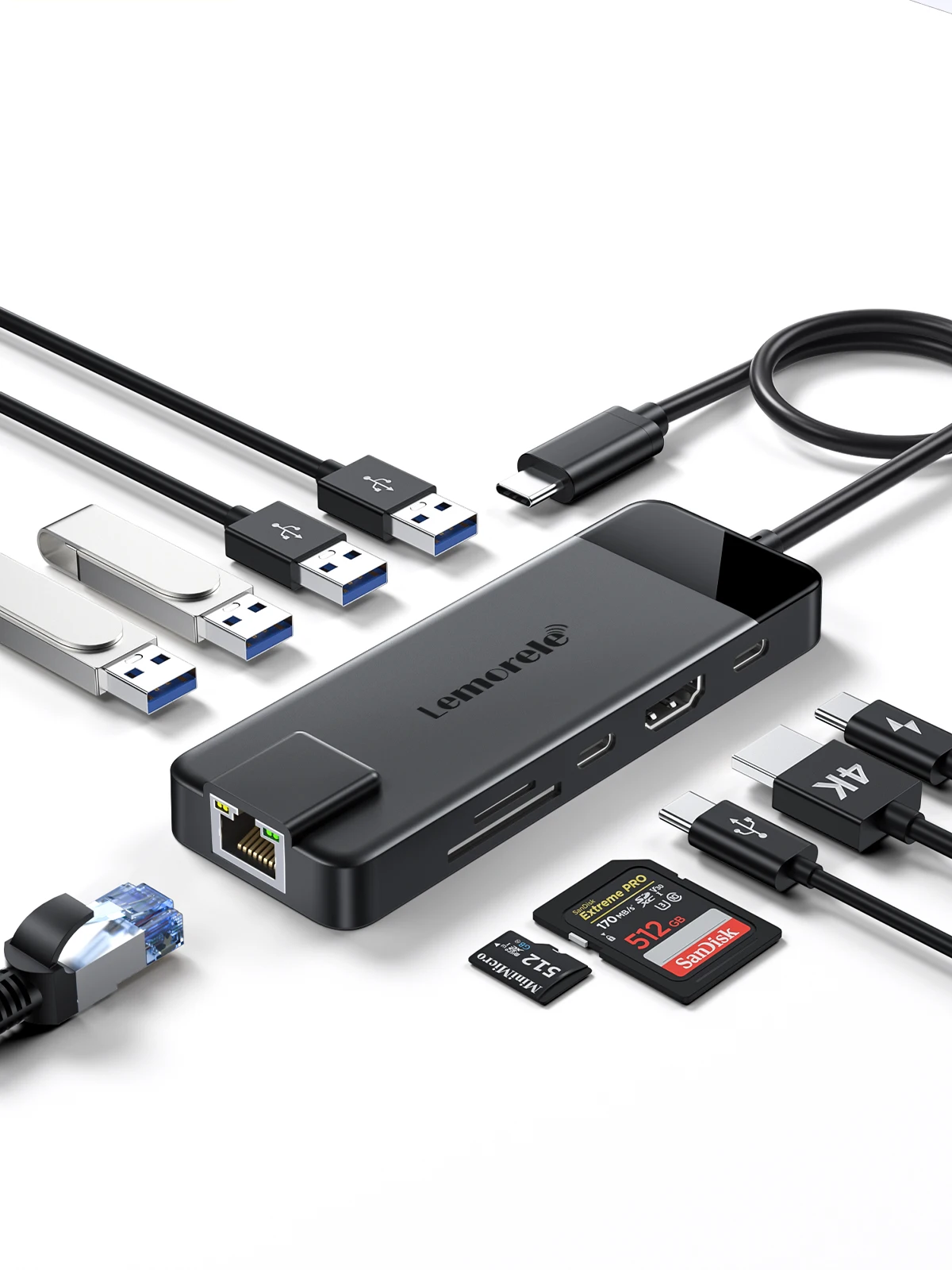 

Док-станция USB Type-C Rj45 1000 с выходом питания, HDMI, 4k