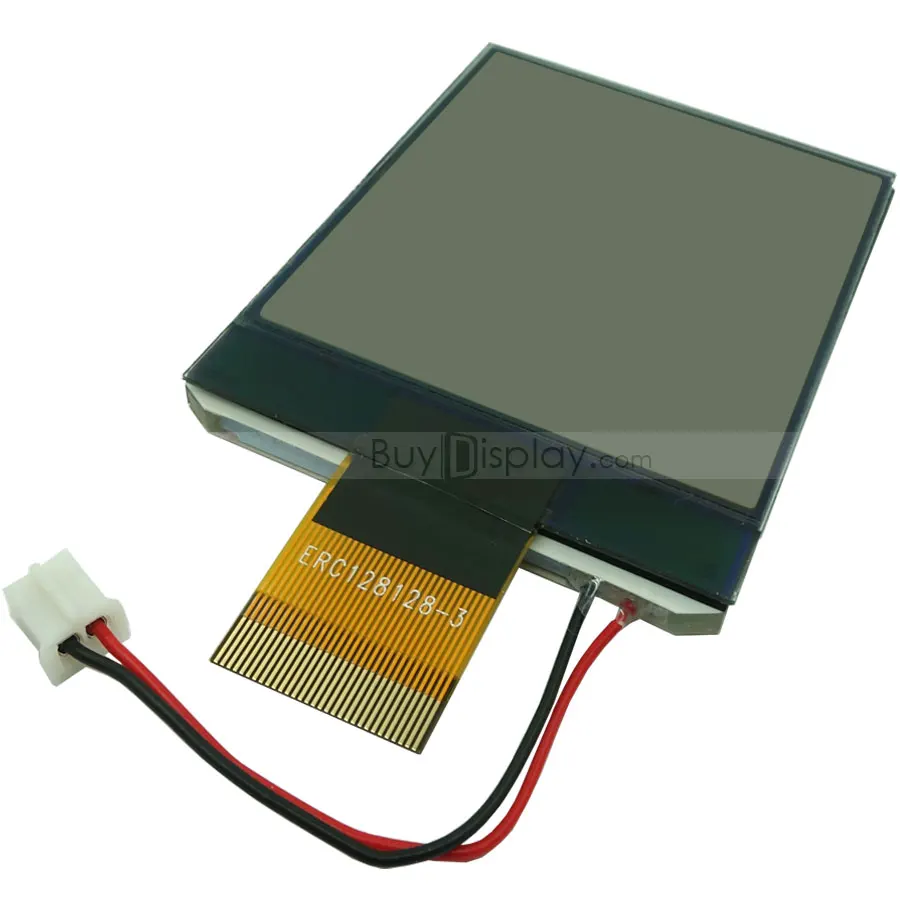 2.2" Serial I2C COG LCD 128x128 Graphic Display Module Black on White Free Connectors