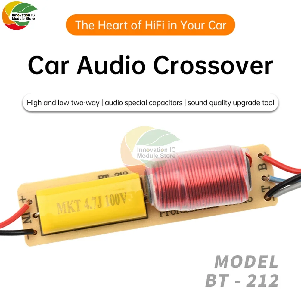 High-Power 2-Way HiFi Crossover with Cable for Car Audio Enhancement