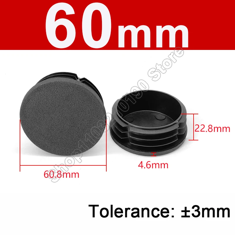 5-Pack Round PVC End Caps For Tubes 6-60mm - Plastic Pipe Protectors & Blanking Plugs