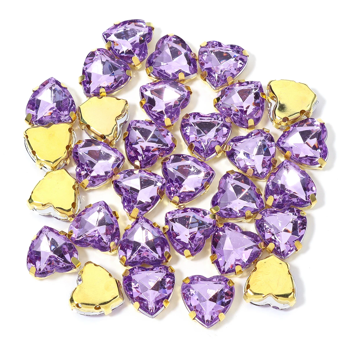 30 stücke Herz Strass Klaue Bohrer Edelstahl Gold Basis Acryl Strass Für DIY Kleidung Dekoration Halskette Zubehör – Detail 17