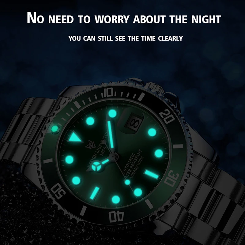 Mechanical Watch LIGE Fashion Luxury Man Tourbillon Clocks Fashion Military Automatic For Men Stainless Steel Waterproof