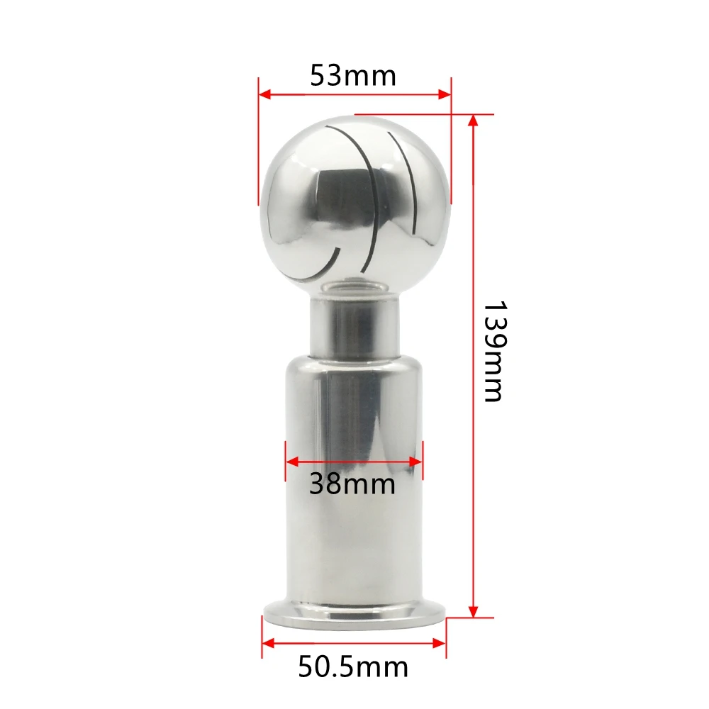 1 "1,5" 2 "2,5" drei Clip 304 316L Edelstahl Rotary Spray Reinigungskugel, geeignet für CIP kann selbstgemachtes Bier – Detail 8