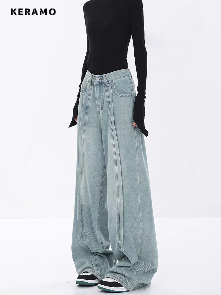 

Casual Y2K Wide Leg Baggy 2000s Denim Trouser Women's Fashion Vintage Pants Retro Female High Street High Waist Trashy Jeans