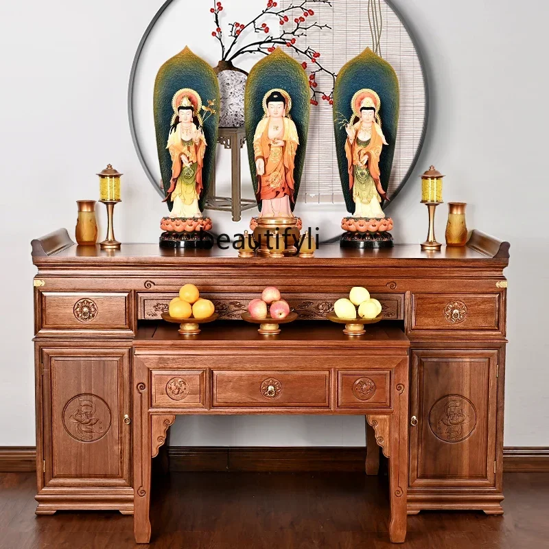 

Rosewood Solid Wood Buddha Cabinet New Chinese Style Clothes Closet Household Altar Cabinet Middle Hall Altar Altar