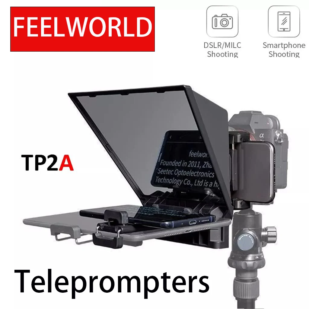 FEELWORLD TP2 TP2A Teleprompters for iPad Smartphone DSLR Adjustable