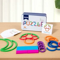 Wooden Creative Sticks & Rings Puzzle Montessori Shape Matching Color Sorting Toys Fine Motor Early Educational Toy For Kids 2