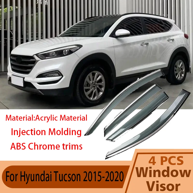 Car Side Window Deflector For Hyundai Tucson 2015- Sun Rain Deflector Car Window Rain Guard Weathershield Protectors Guards