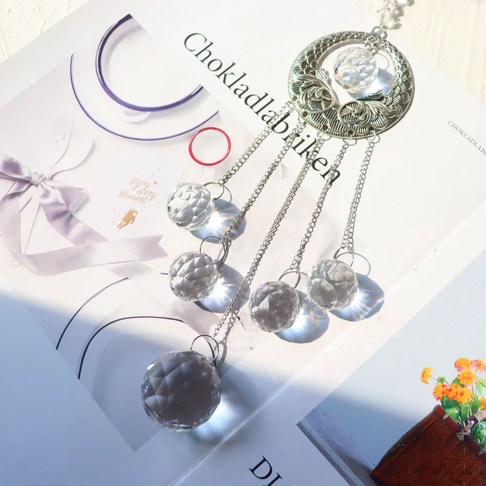 Crystal Wind Chime Crystal Sun Catcher Round Ball Dream Catchers Wind Bells Hanging Home Room Chandelier Garden Decoration sun catcher sun catchers