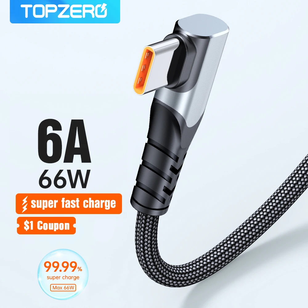 Кабель USB Type C для быстрой зарядки 6A 66W SPC Huawei Samsung Xiaomi Mate 40 зарядный кабель 90