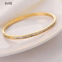Bwise Ins Style Stainless Steel Bracelet Jewelry Inlaid Cubic Zircon Bracelet Bangles for Women Waterproof Trendy Christmas Gift 1