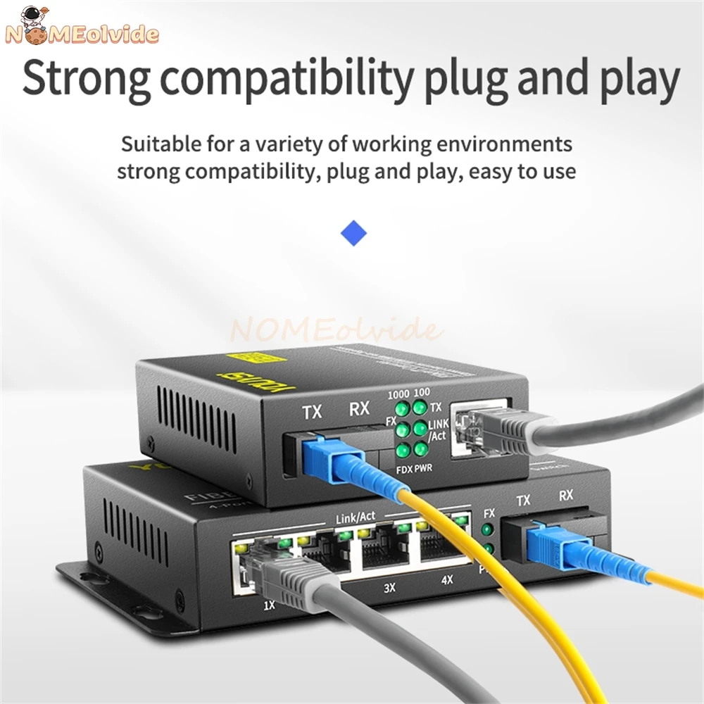 10/100/1000M 1SC/4GE POE Media Converter 3KM Single-Mode Single Fiber Optical Transceiver SC Perfect Product