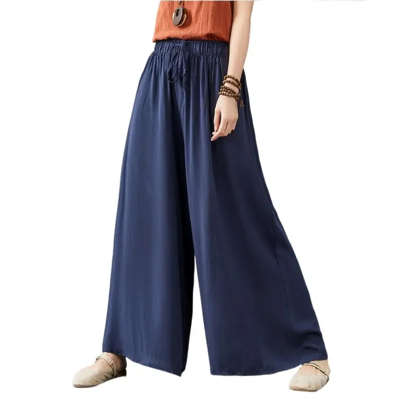 

New 2024 Summer Women Comfortable cool thin wide leg pants,Brand plus size cotton linen pants,casual skirt Trousers 6XL 7XL