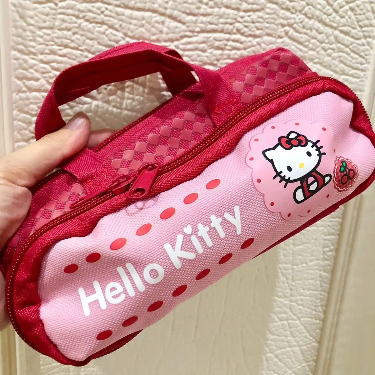 Hellokitty Stationery Bag Kawaii Sanrio Cartoon Large Capacity Cosmetic Storage Bag Stationery Storage Bag Sweet Girl Stationery