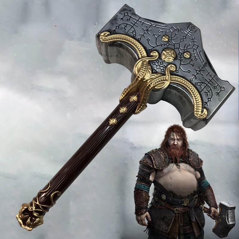 

1:1 Cosplay God of War Weapon Thor Hammer Chaos Blade Flame Tomahawk Thunder Hammer Prop Role Playing Ghost Beast Hammer PU Weap
