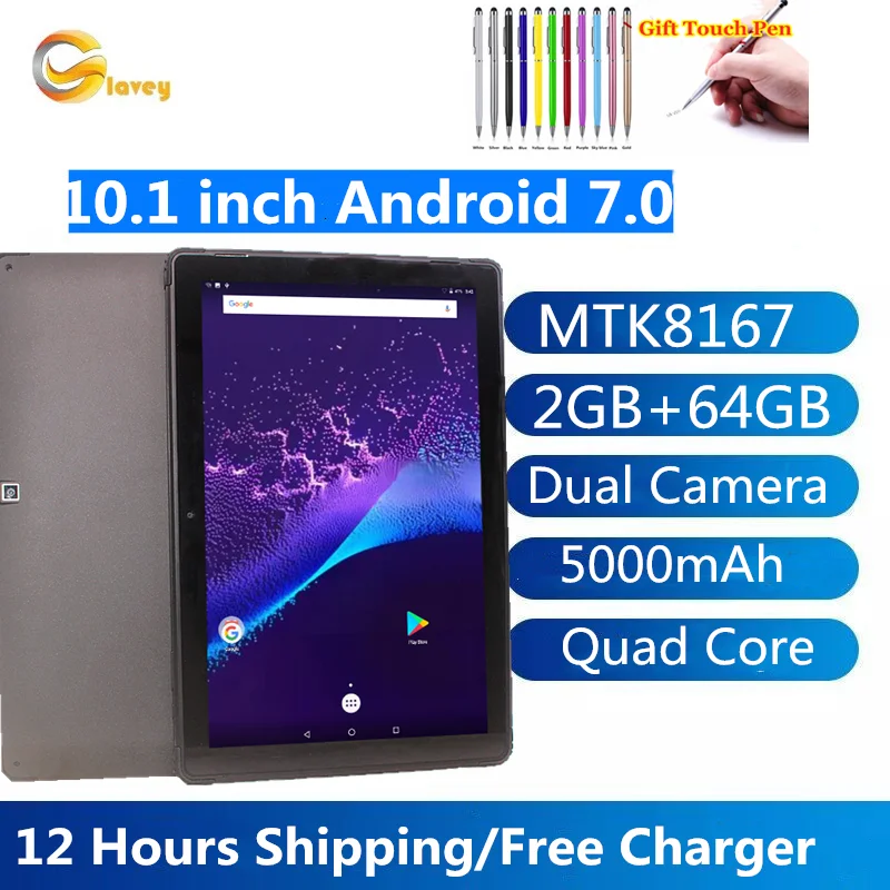 New101INCHAndroid70Tablet2GBRAM64GBROMGH3MTK8167IPS