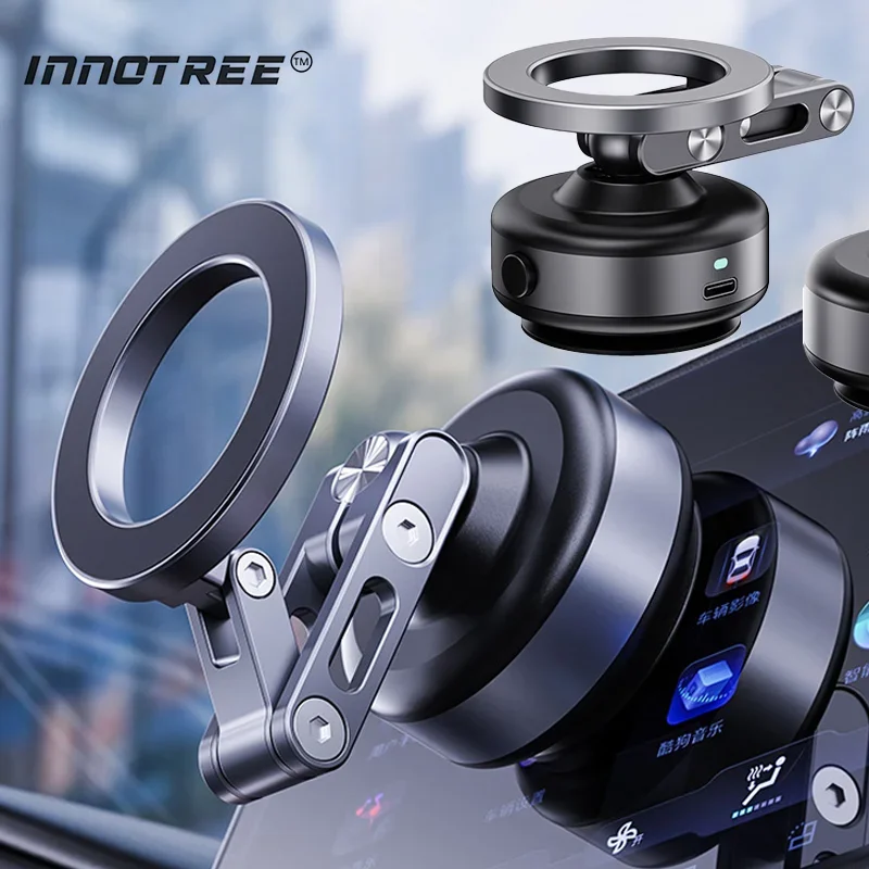 thumbnail image 2 of Magnetic Vacuum Adsorption Car Mount - Foldable 360° Rotating Aluminum 2 of 14