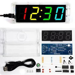 DIY Digital Clock Kit with Date, Week, Temperature Display, and Alarm - Soldering Practice and Learning Project (Multicolor)