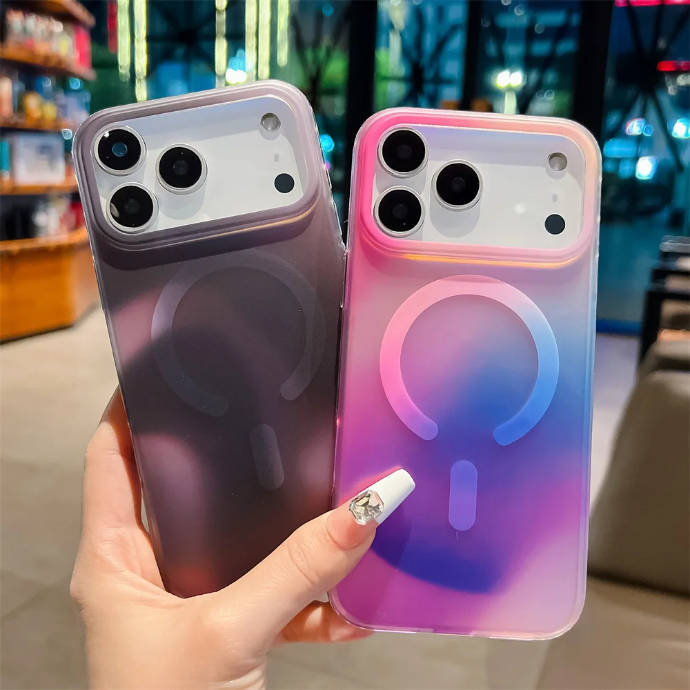 Luxury Gradient Color Aurora Laser Phone Case ForiPhone 17 Air 16 15 14 Plus 13