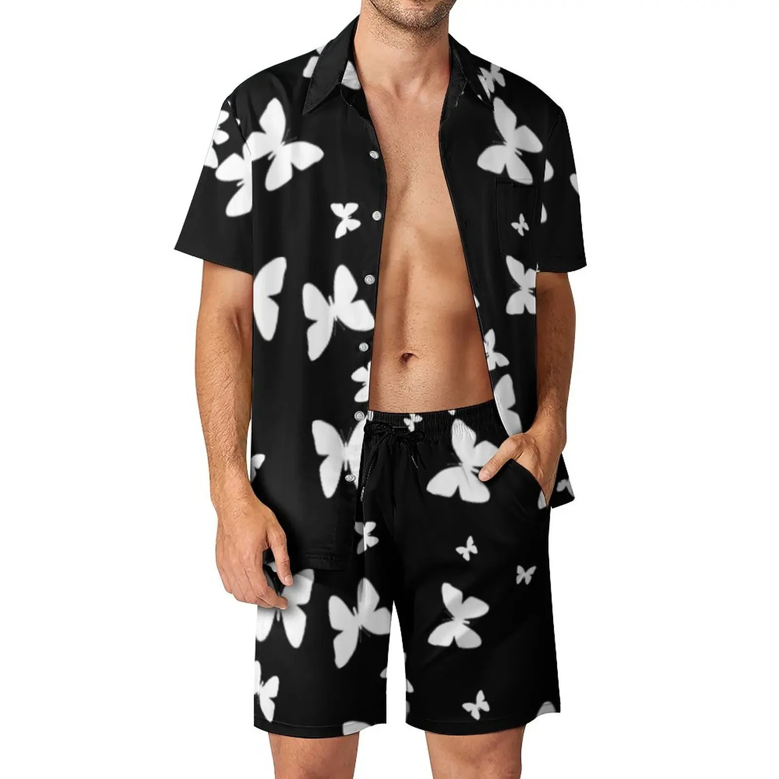 

Мужской повседневный комплект из рубашки с цветными бабочками и 3D-принтом, пляжные шорты оверсайз с короткими рукавами, Гавайские костюмы, одежда