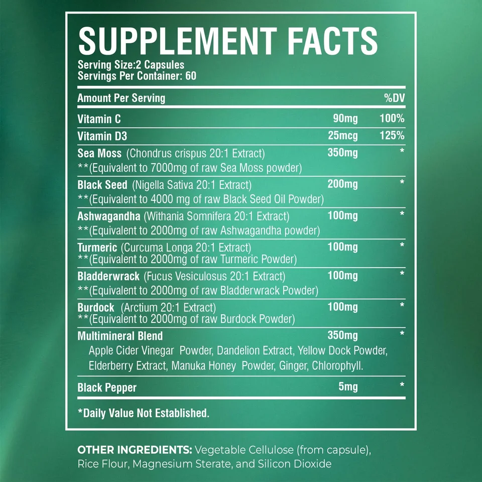 Natural Immune Boosting Sea Moss Supplement Capsules