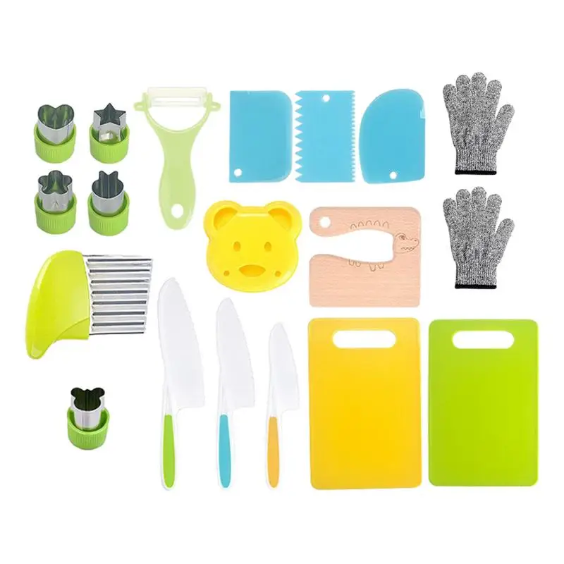 

19PCS Montessori Kitchen Tools Lightweight Toddlers Kids Cooking Sets Montessori Educational Toy For Children Kids toys Gifts