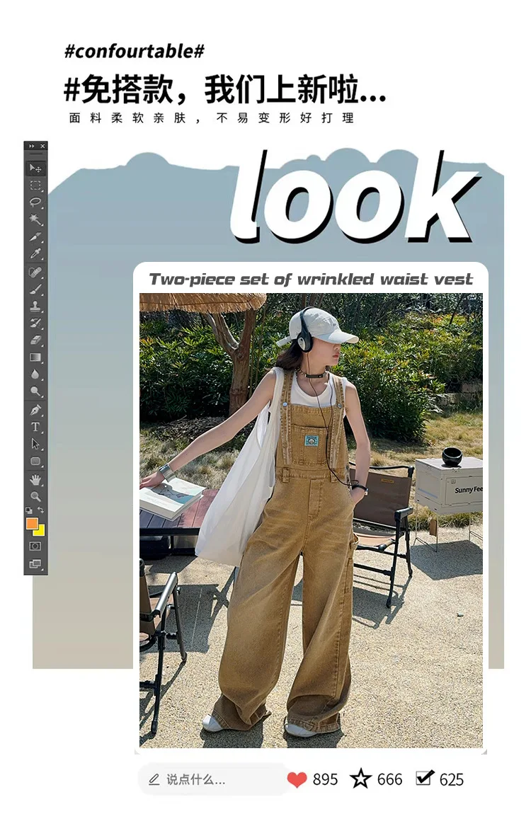 summer teen girls water washed punk wide leg jumpsuit junior kids loose slimming casual Cowboy overalls 4-14 child ropa trousers