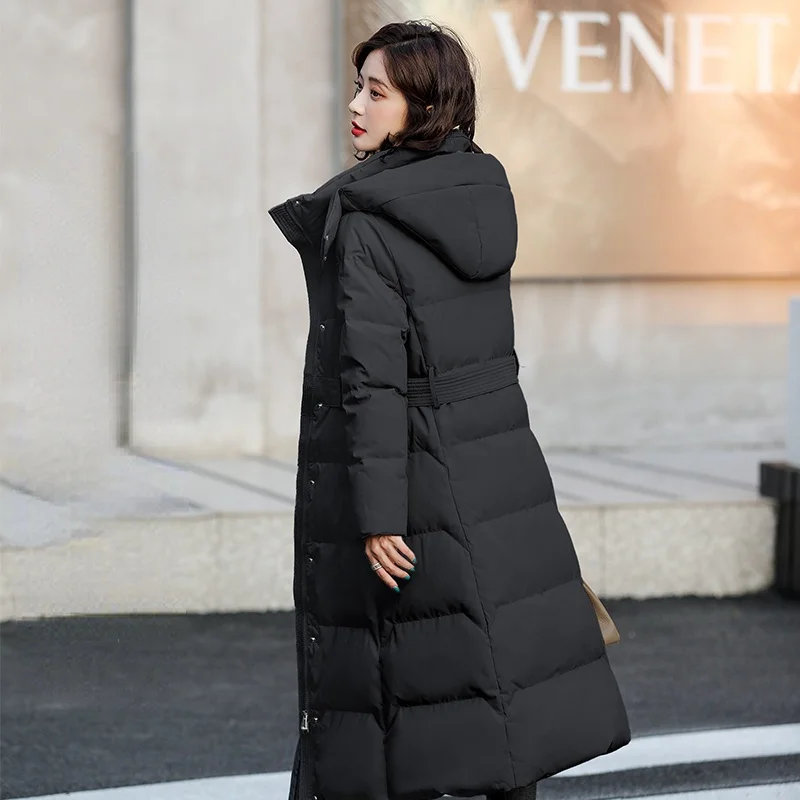 

Jacket Down Hooded Winter Women's 2023 Elegant White Duck Down Coat Female Clothing Korean Style Jaqueta Feminina Gxy1177