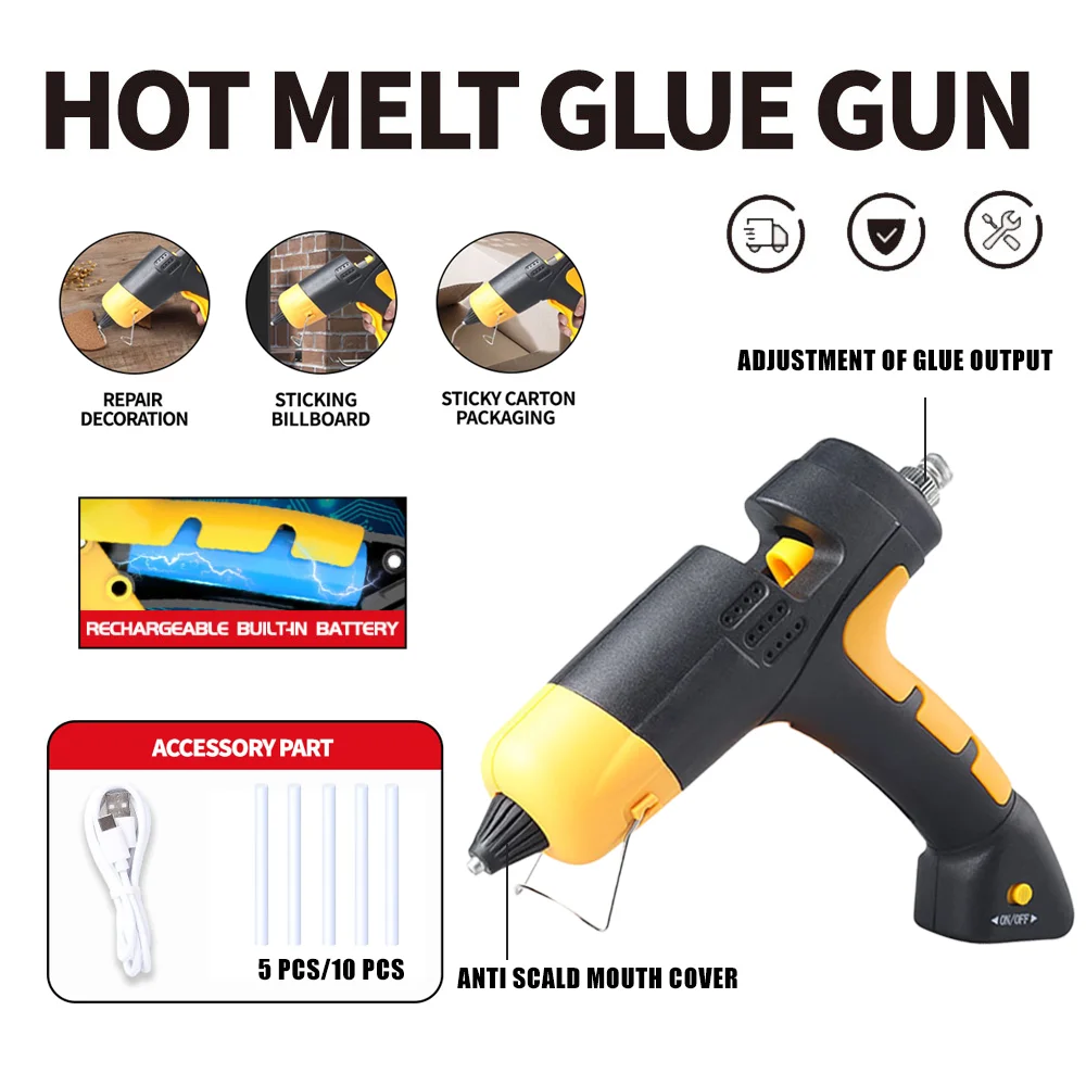 Hot Melt Glue Gun Mini Household Industrial Guns Heat Temperature Thermo Electric Repair Tool Use 7mm Glue Sticks School DIY Art