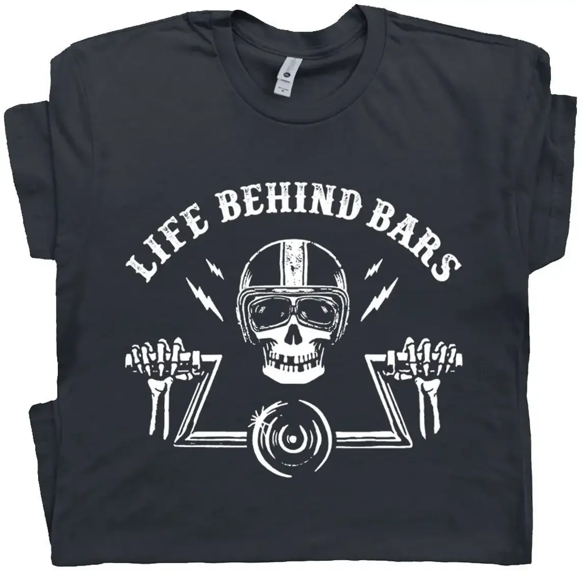 

Motorcycle T Shirt Life Behind Bars Cool Motorcycle Tee Skeleton Decal Biker Humor Route 66 T Shirt Funny Motorcycle T Shirts