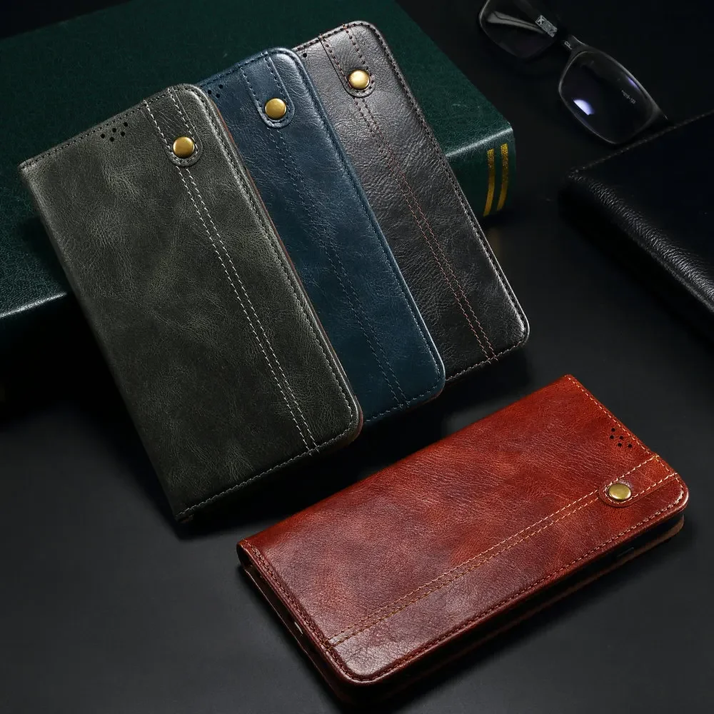 Magnetic Leather Flip Wallet Case