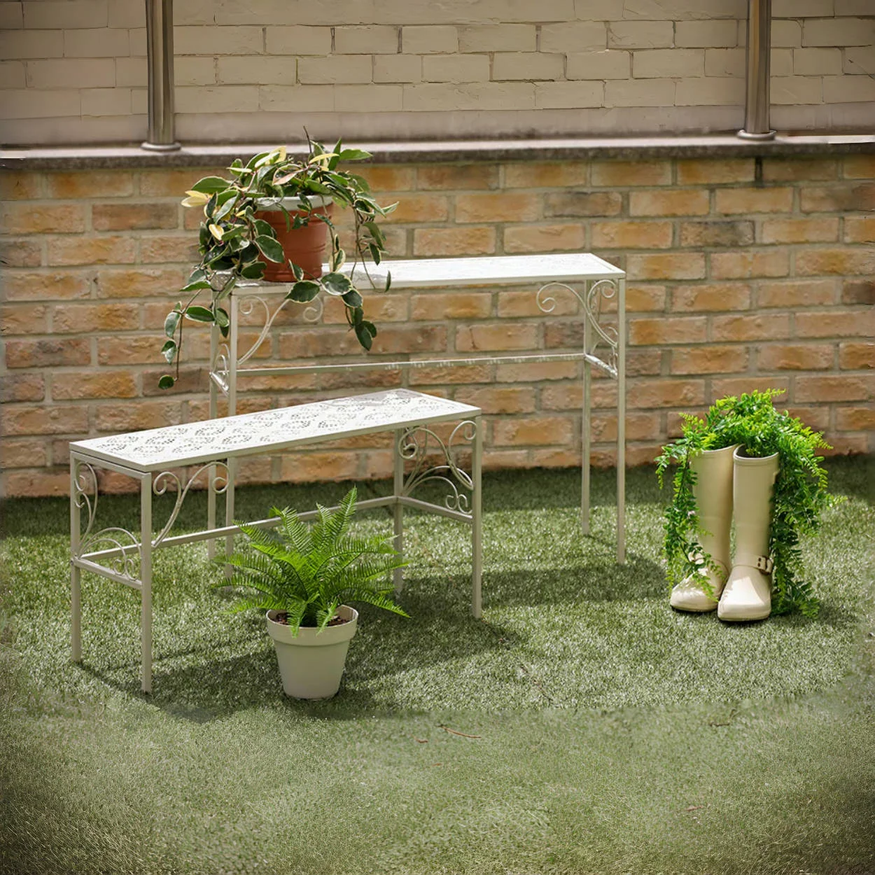 Plant Shelf Rectangle Flower Rack 3 Tier Flower Pot Stand Metal Plant Stand Garden Display Shelf Practical Pot Holder Sto
