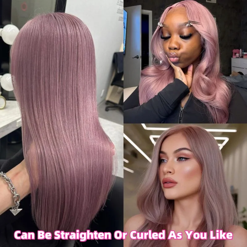 13x6 HD Lace Front Perücke Echthaar Transparent Glatt Aschviolett Rosa Farbige Echthaar Lace Frontal Perücken 250 % Dichte 30 Zoll – Detail 4