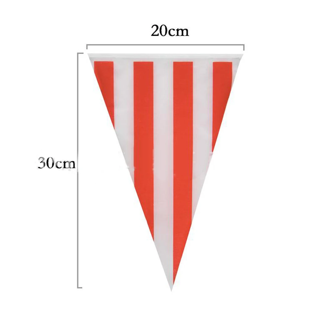 Party Decorations 10/30M Carnival Theme Party Flag Decorations White Striped Pennant Triangle Bunting For Circus Birthday Party