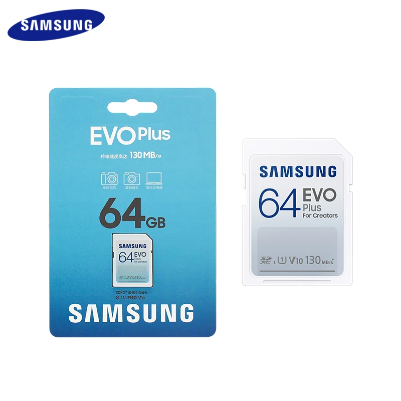 Фото Карта памяти SAMSUNG EVO Plus, 32 ГБ, 64 ГБ, 128 ГБ, 256 ГБ, SDXC, SD-карта, флэш-скорость 130 Мб/с, создает высокоскоростную карту для ноутбука, камеры №5