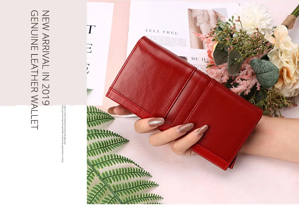 Titular do Cartão de Negócios Nova Carteira Feminina Rfid Couro Genuíno Senhora Fêmea Acessível Bolsa Moda Longo Dinheiro Perse Zíper 2022 1 Online shopping