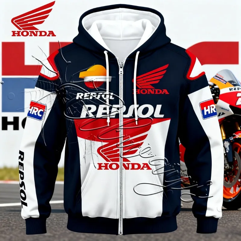 Combinaison de moto Honda Racing, nouveau Design à la mode, veste à capuche pour Sports de plein air, sweat-shirt à fermeture éclair, automne et hiver 2026