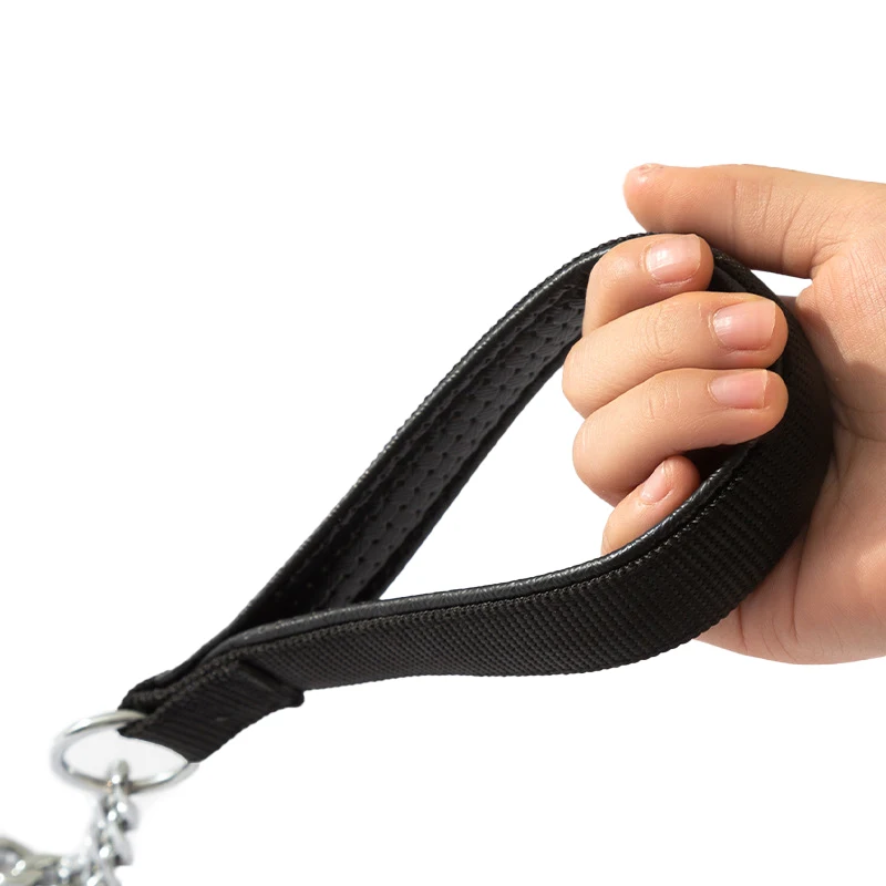 Anti-bite iron chain bar 120CM metal dog chain Dog Chain Leash Metal Training Pet Leash with Soft Handle for Medium Large Dogs 2
